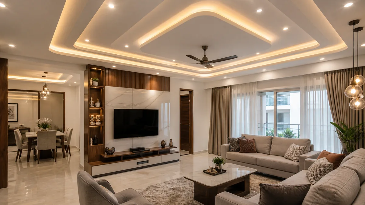 False ceiling and lighting execution preview